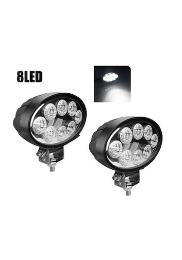 2 Adet 8 Power Ledli Oval 9-60 Volt 24w Ip67 Çalışma Lambası