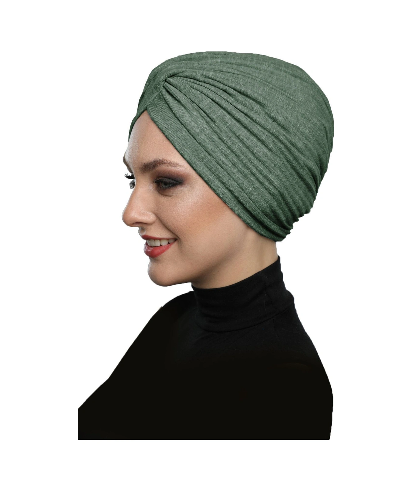 Çapraz Penye Astarlı Çam Yeşili Hazır Türban Tesettür Havuz Bonesi Çam Yeşili