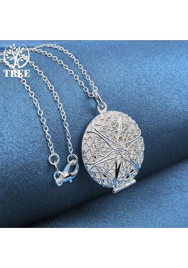 925 Ayar Gümüş Fotoğraf Çerçevesi Kolye Kolye Takı