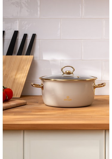 Emsan Retro Emaye Kızartma Tenceresi Bej