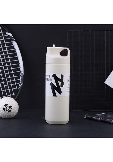 Yaozixa Beyaz 550ml Paslanmaz Çelik Vakum Matara - Uzun Süreli Isı Saklama, İçme Pipeti Ve İki Yollu İçim, Ter Dayanıklı, Bpa'sız