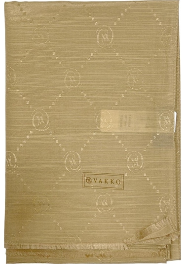 Vakko Pamuk İpek Şal - Monogram - Gold - Gold