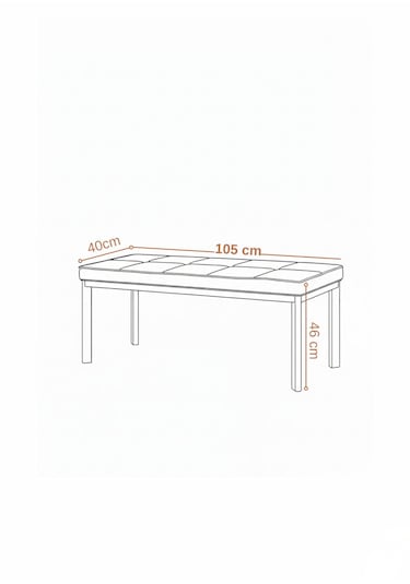 Vena 105x40 Bench - Babyface Kumaş Çımalı Döşeme Puf Bench Siyah Ayaklı Krem