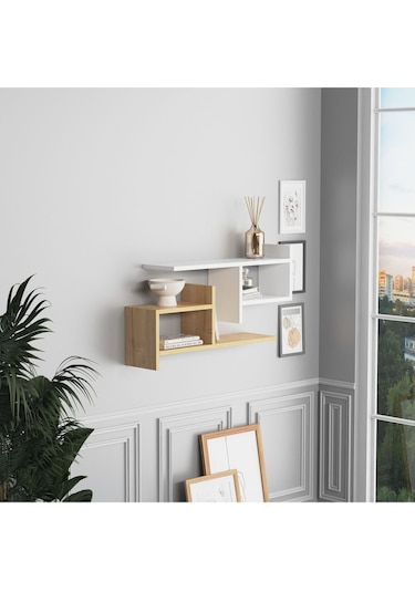 Hisar Plus Duvar Rafı Beyaz Meşe