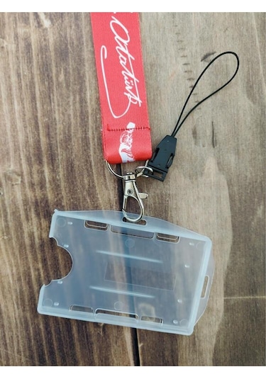 Kemal Atatürk İmza Kırmızı Kart Askısı Yaka Kartı Boyun Askı İpi Telefon Askısı Yatay Dikey Kart Koruyucu