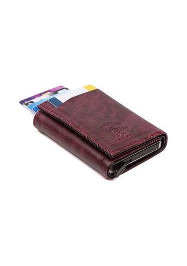 Tuldar Erkek Rfıd Otomatik Çekim Koruyucu Mekanizmalı Kağıt Para Bölmeli Hediyelik Kartlık Cüzdan Tul601 - Mor