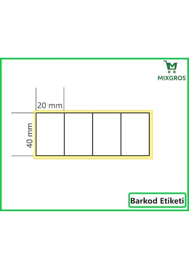40x20 Mm Termal 4'lü Ürün Barkod Etiketi 1 Rulo: 5000 Adet Etiket 1 Koli: 50 Rulo Etiket