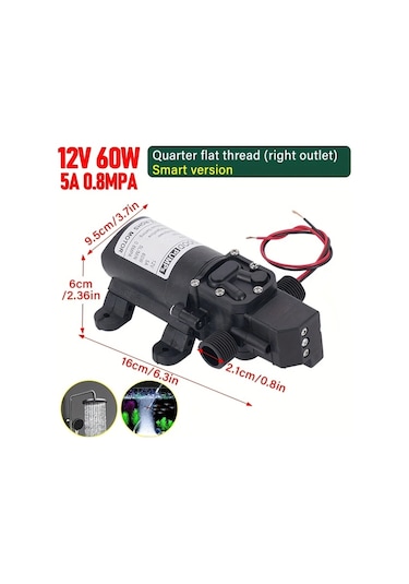 Xuweiwei 12v 60w 5l 0 8mpa Düz Boru Sağ Çıkışlı Kendinden Emişli Yüksek Basınçlı Araba Yıkama Bahçe Diyafram Pompası