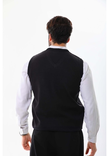 Pelikan Erkek Desenli V Yaka Süveter 9602 Kahverengi