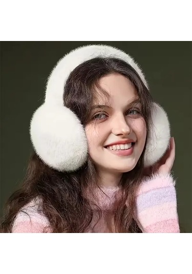 Primepickings 1 Adet Kadın Yumuşak Esnek Kış Kulak Isıtıcı Krem Rengi Anime Tarzı Yıkanabilir Başlık