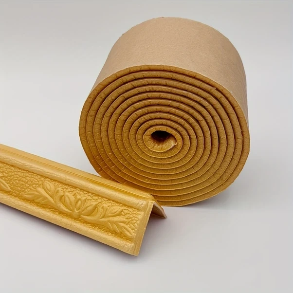 Trendooze Altın Yaprak Desenli Kendinden Yapışkanlı Duvar Şeridi 230x8cm Beyaz Beyaz