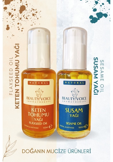 Beauty Voice Katkısız Susam + Keten Tohumu Yağı 2'li