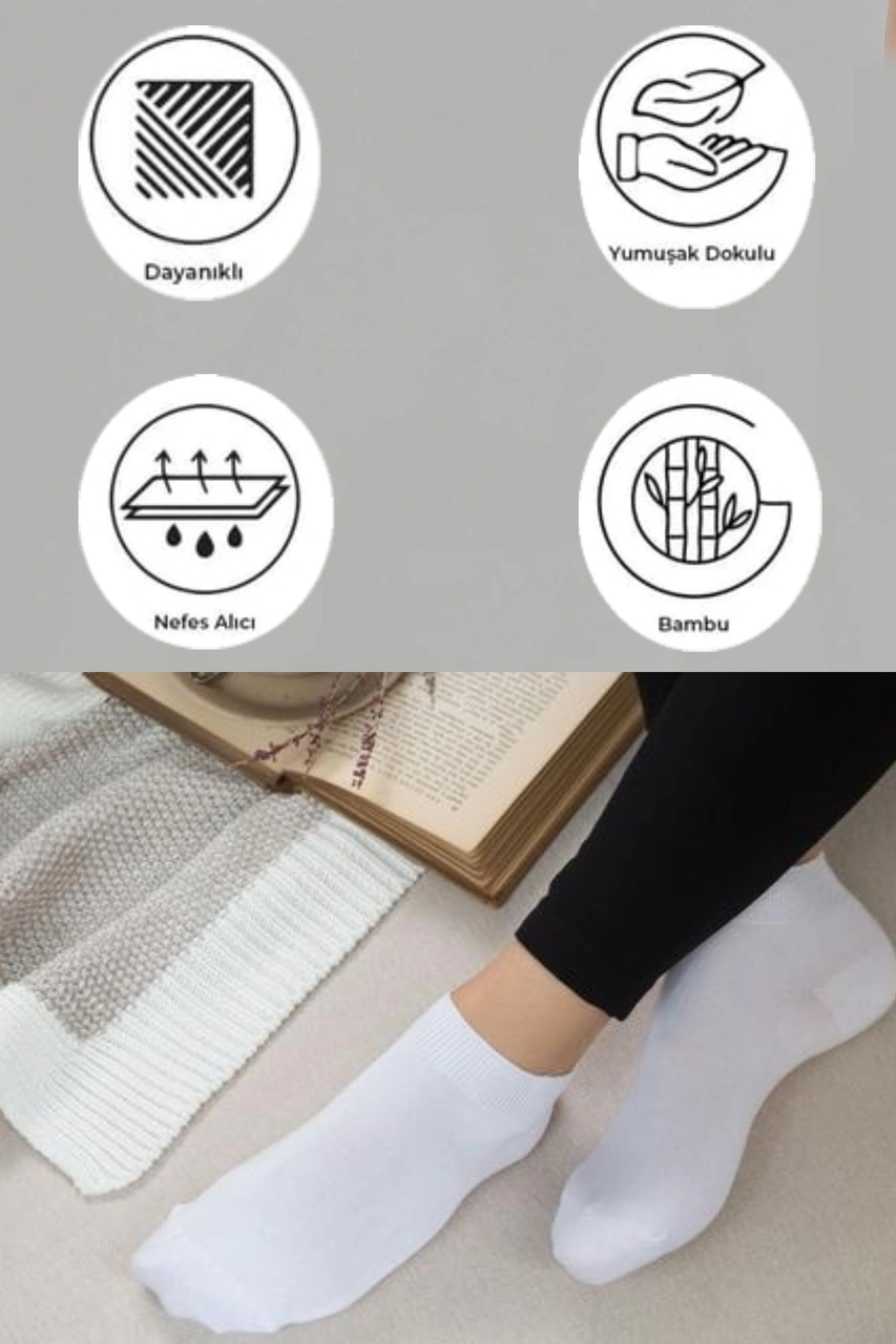 6'lı Premium Kutu Kadın Karışık Renk Bambu Çorap Vk-patikrenkli-6lı-36/41