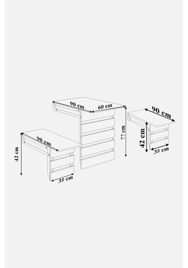Açelya Döşemeli Duvara Monte 2tabureli Mutfak Masası
