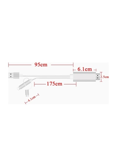 Lightning Çevirici Hdmı Usb-C Micro Usb Çevirici 3Lü Dönüştürücü-Gümüş