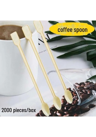 "sarı Gıda Sınıfı Tek Kullanımlık Kahve Karıştırma Kaşığı - Uzun Saplı, Küçük Tadım Kaşığı" Sarı