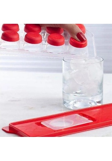 12li Kapaklı Yapışmaz Silikon Tabanlı Plastik Küp Buz Kalıbı Yeşil