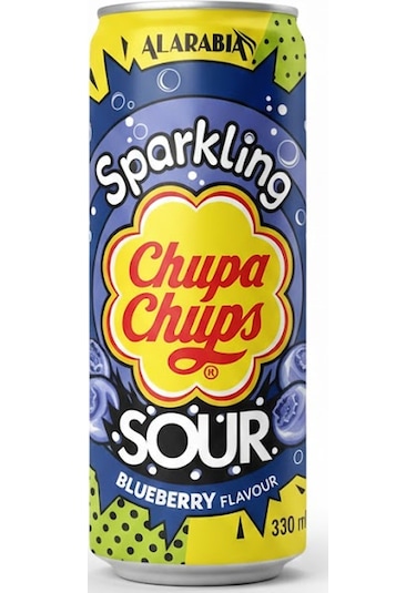 Chupa Chups Sparkling Sour Blueberry Flavour - Ekşi Yaban Mersini Aromalı Gazlı İçecek 330 Ml