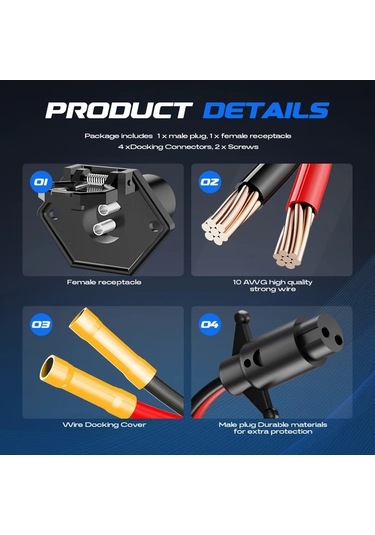 Cordial 8 Numara Tel Trolling Motor Soketi 12v 24v 10awg 2 Tel Minn Kota Bot Erkek Kadın Trolling Motor Hızlı Bağlantı 1 Çift Uyumlu Pil Olmadan