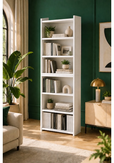 Nova 6 Raflı Beyaz Mdf Modüler Kitaplık