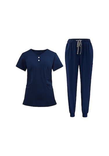 Dolıty Kadın Fırçalama Üniforma Seti Hemşire L-koyu-mavi