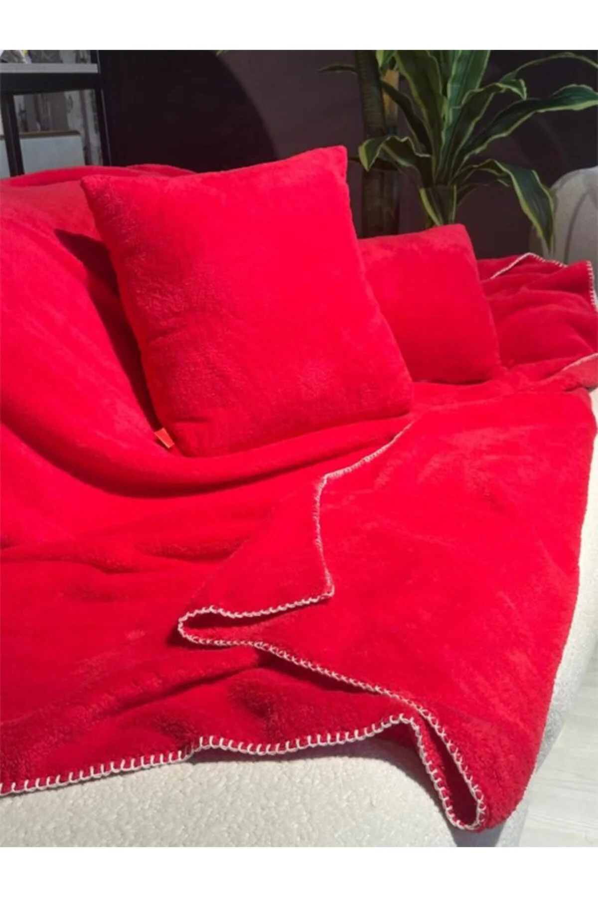 Wellsoft Tek Kişilik Tv Battaniye Ve Kırlent Seti 150 X 200 Cm Fuşya