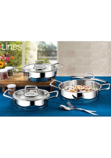 Lınes Sılver 28 Cm Basık Celık Tencere Metal Kulp Metalik Gri