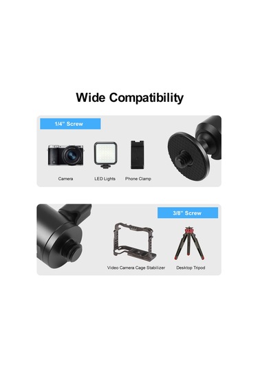 Sones Puluz 3/8 İnç Dış Vida Metal Tripod Topuz Başlı Adaptör Düğme Kilidi Siyah