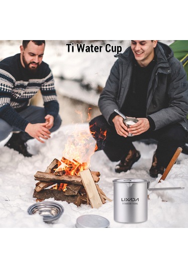 Lixada Kapaklı Ve Saplı Ti Su Bardağı Açık Kamp Çay Bardağı Gümüş
