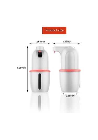 Yaozixa Otomatik Köpük Sabunluk - Dokunmasız Usb Şarjlı Hijyenik El Sabun Dispanseri 275ml Kırmızı