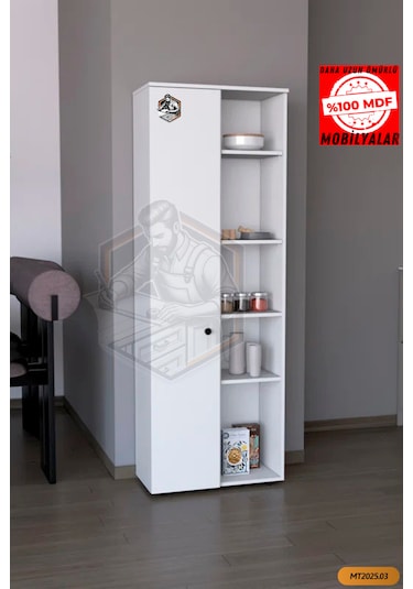 Tamamı Mdf Tek Kapaklı Ve Açık Raflı Çok Amaçlı Mutfak Dolabı/kav
