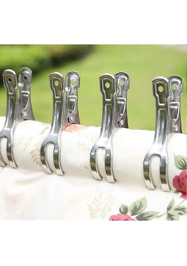 10 Adet Paslanmaz Çelik Plaj Havlusu Klipsi Büyük Askılı Tıkaçlar Ağır Giysiler İçin Rüzgar Geçirmez 11 Cm Diğer