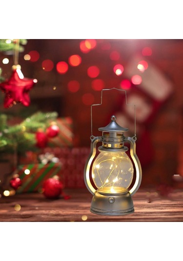 Suntek Dekoratif Yağ Lambası Noel Led Fener Lamba Ev Gümüş Diğer