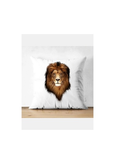 Aslan Model Kırlent Kılıfı - Aslanlı Yastık Kılıfı Renkli