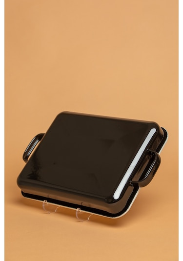 Velluto Nero Emaye Kulplu Siyah Fırın Tepsisi Ebutay Siyah