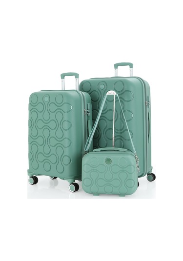Mçs Polipropilen 3lü Valiz Seti Büyük & Orta & Makyaj V376 S23sy1000051-set 10426 Su Yeşili