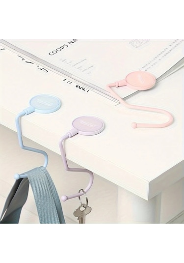 Elmpaly Pembe 1 Adet Masaüstü Çanta Askısı, Kaymaz Taban 5kg Kapasiteli Pembe