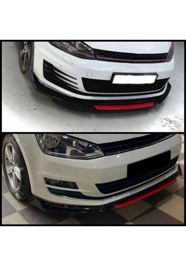 Vw Golf 7 - 7 Fl Kırmızı Renkli Ön Lip 4 Prç P.siyah 2012 - 2019