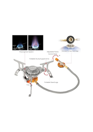 Lixada Soba Brülör Ocak Gaz Sobası + Adaptör Gümüş