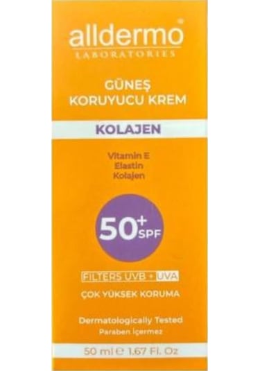 Alldermo Spf50 Kolajen Güneş Koruyucu Yüz Kremi 50 Ml