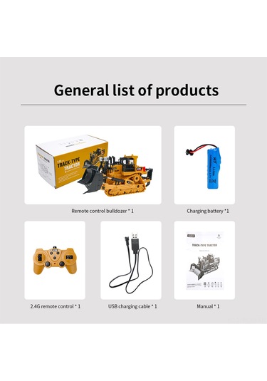 Neevoyu 1:24 Ölçekli 2.4g 9 Kanallı Rc Buldozer - Gerçekçi Ses Ve Işık Fonksiyonlu Çocuk Eğitici Oyuncak Çok Renkli