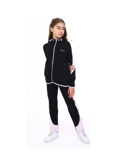 Toontoy Kız Çocuk Reglan Kol Tnty Coll Baskılı Eşofman Takım Siyah