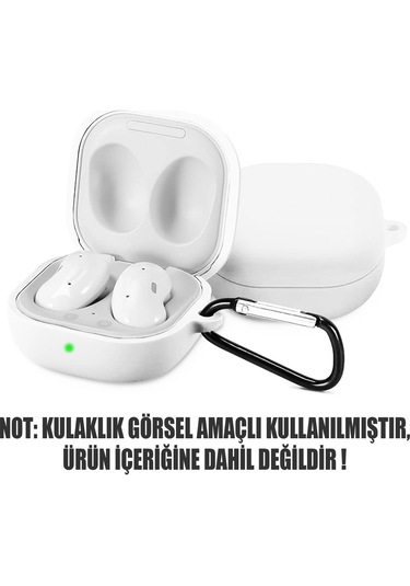 Samsung Galaxy Buds Live - Galaxy Buds Fe Yumlu Mat Silikon Kılıf+kanca Beyaz