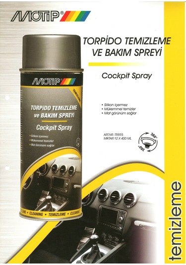 Motip Torpido Temizleme ve Bakım Spreyi 400Ml Tr593