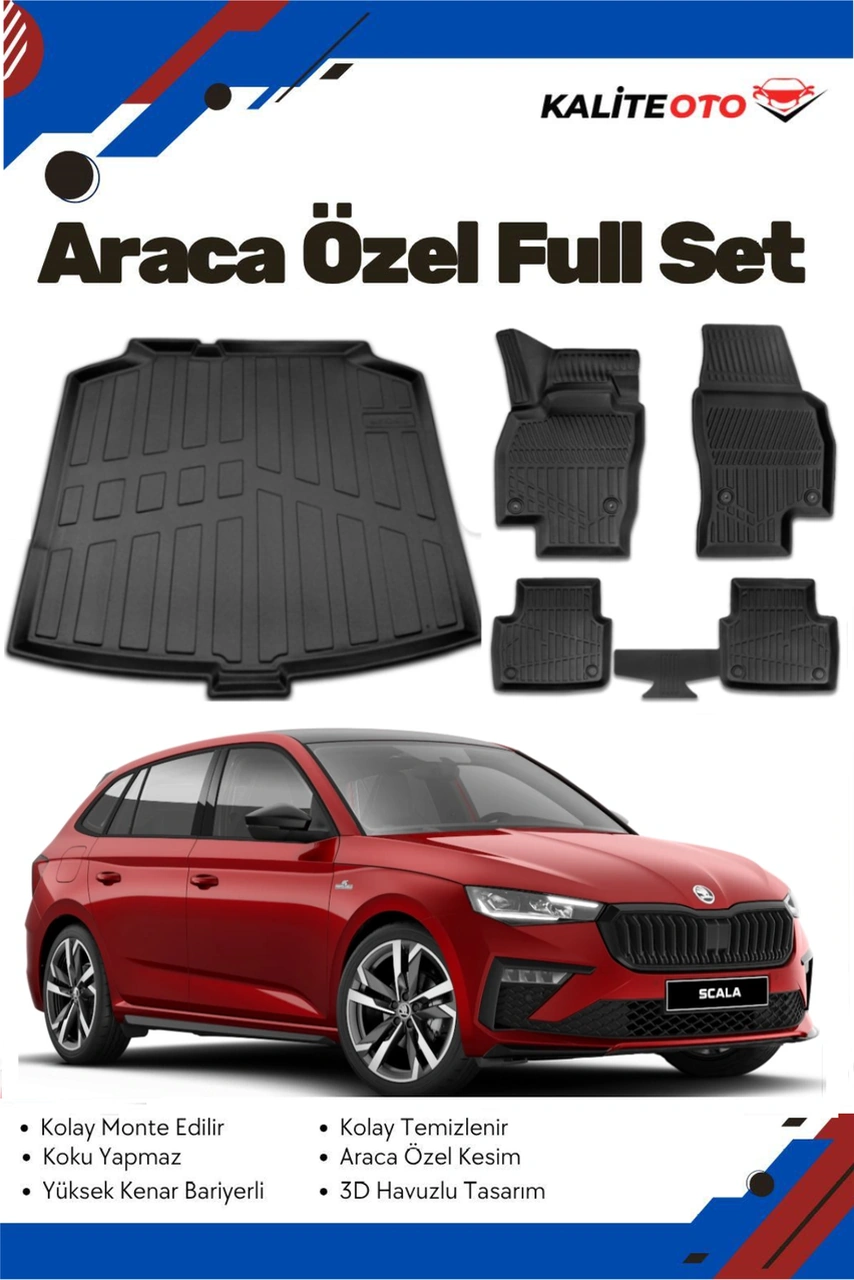 Skoda Scala 2025 Model Yumuşak Paspas+bagaj Havuzu Seti