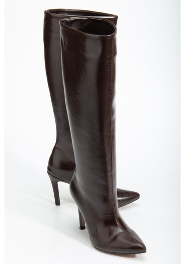 Syt-2004 Kahve Kırışık Rugan Günlük Bayan Çizme Kahverengi