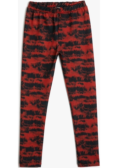 Koton Tayt Beli Lastikli Soyut Desenli Bordo Desenli 4wkg40304ak 4WKG40304AK4D6 Bordo