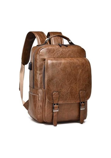 Novahub B677 Usb Şarj Delikli Su Geçirmez Kapasiteli İş Sırt Çantası Kahverengi Kahverengi