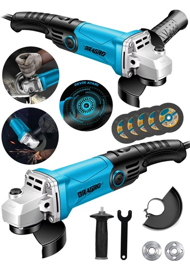 Dragro Alman DRG-4200 W Devir Ayarlı Çift Metal Dişli Şanzuman Demir Metal Kesme Taşlama Makinesi 125 MM M5