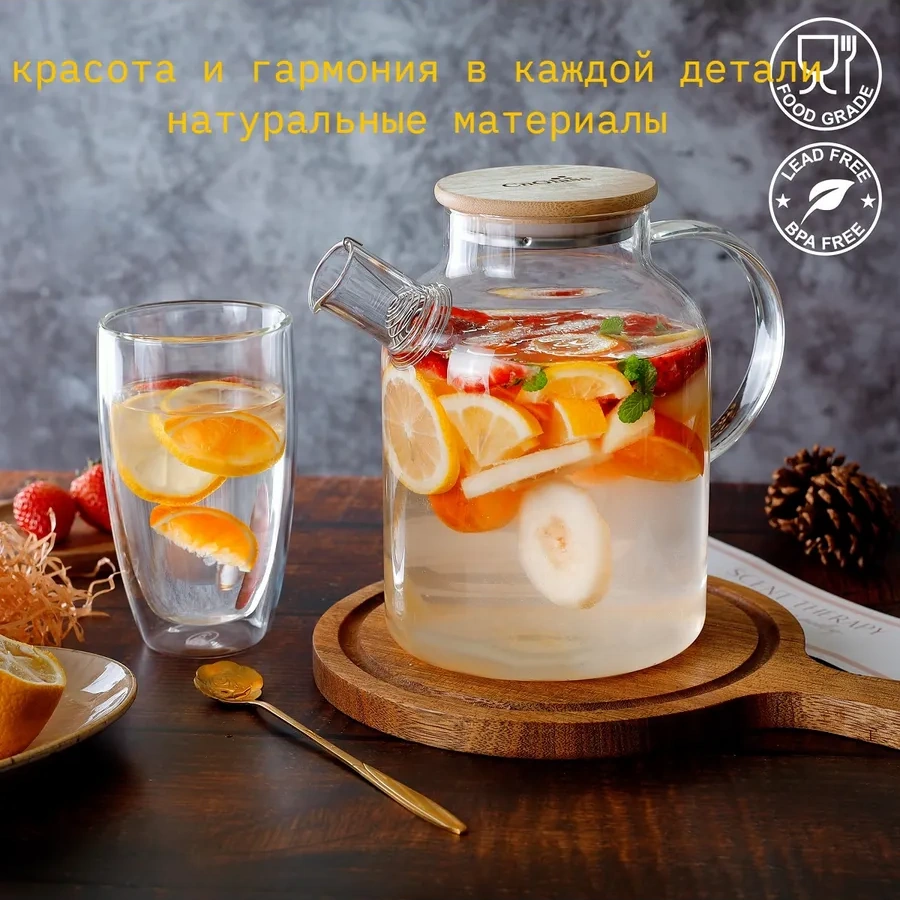 Cnglass 1500 Ml Bambulu Kapaklı Isıya Dayanıklı Demlik 18588317 Beyaz